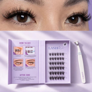 FullMi Press-On Pre-Glued Cluster Starter Kit (36 Cluster Lash Tray + Applicator)