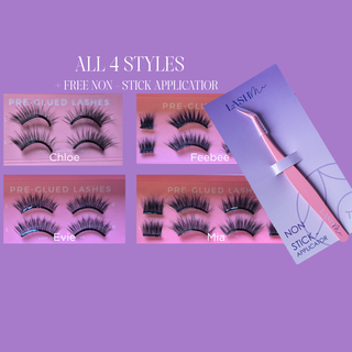 Half Lash Set (No Glue Needed) All 4 Styles + FREE Non - Stick Applicator